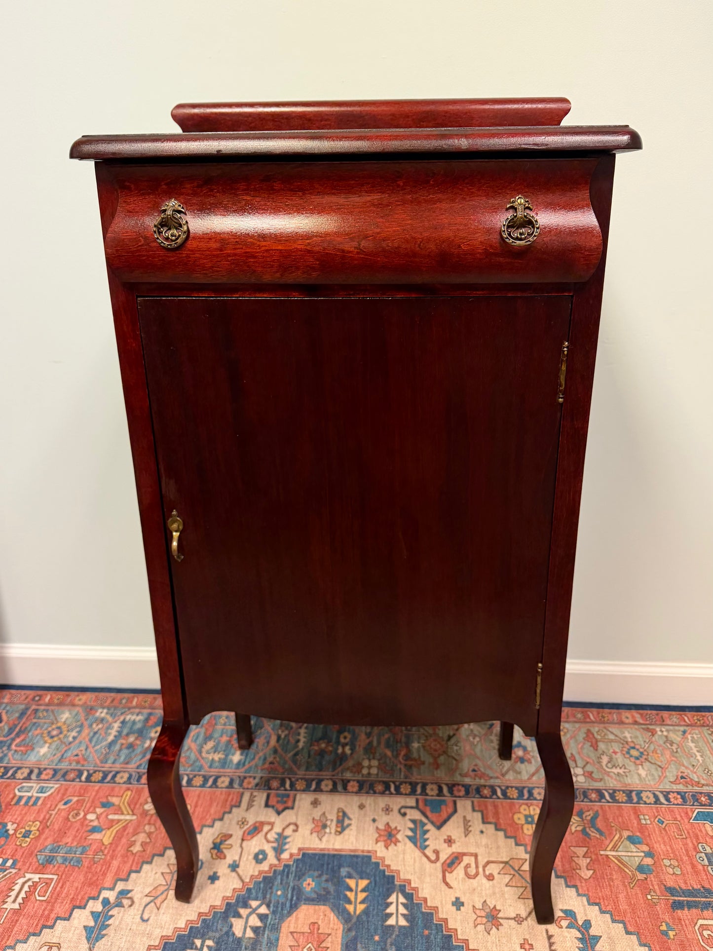 Antique Edwardian Mahogany Sheet Music Cabinet | Original Brass Hardware | Vintage Music Storage Cabinet
