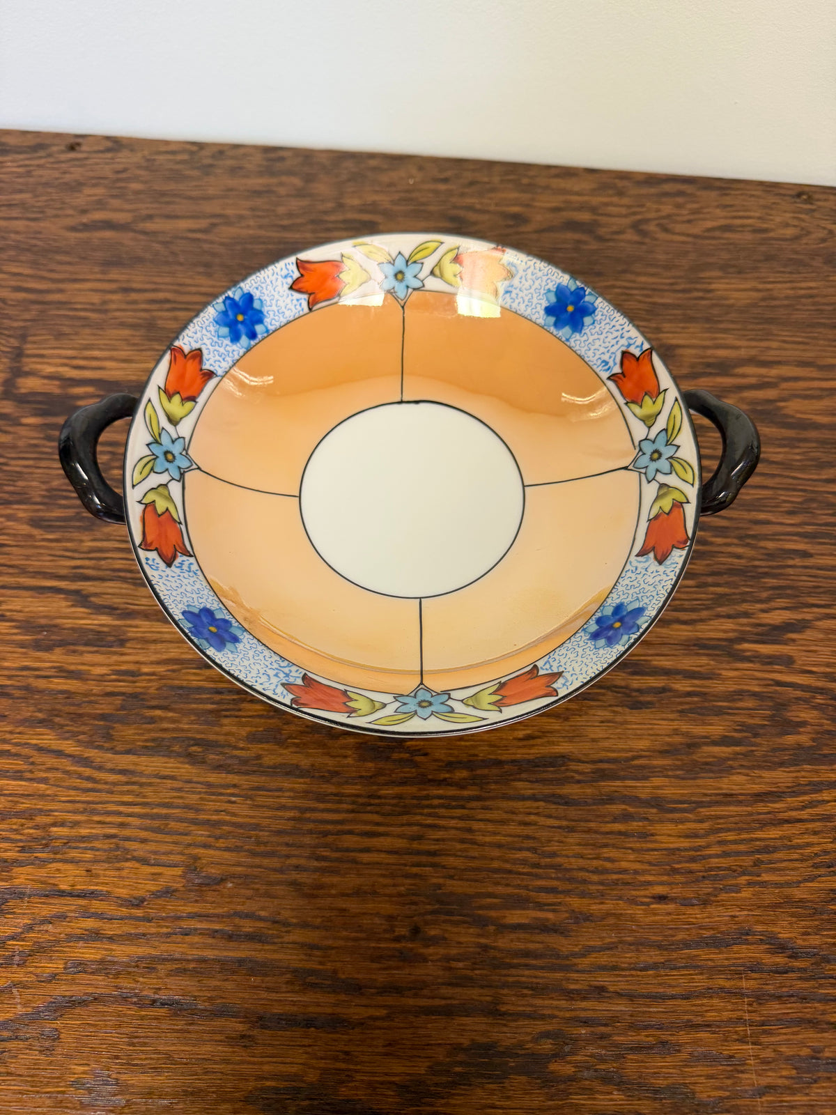 Vintage Noritake Lusterware Double Handled Serving Bowl with Floral Motif