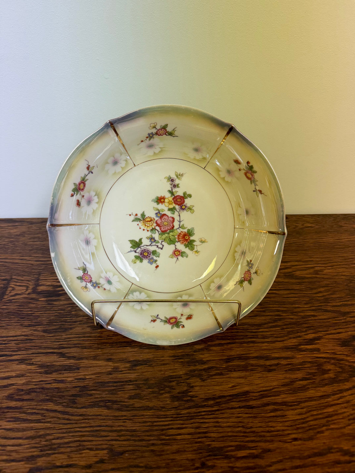 Vintage Bavaria Porcelain Floral Dessert Bowl | Hand-Painted Flowers & Gold Accents